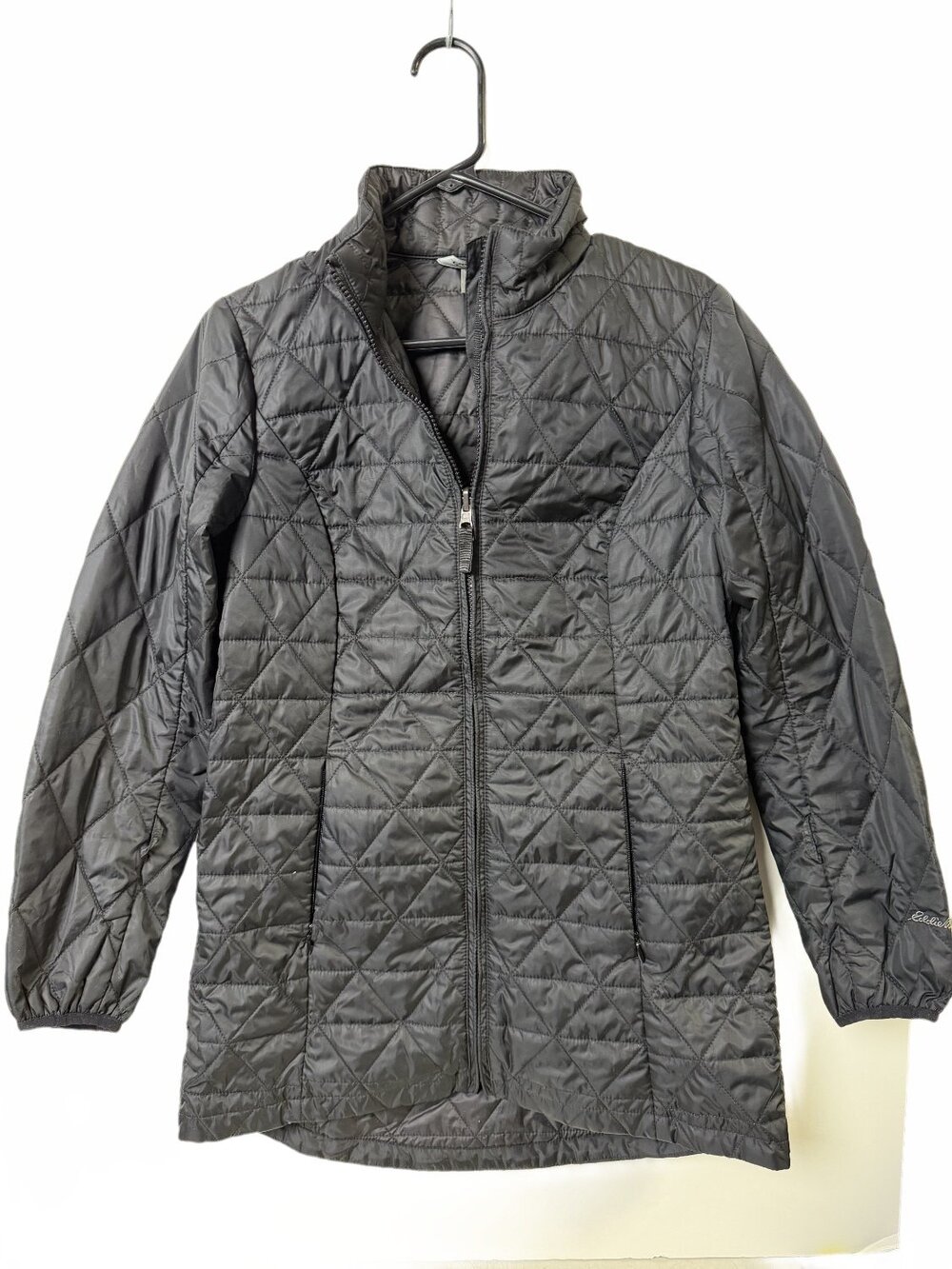 Eddie Bauer Quilted Puffer Jacket Womens Black Full Zip Insulated Mid Size S